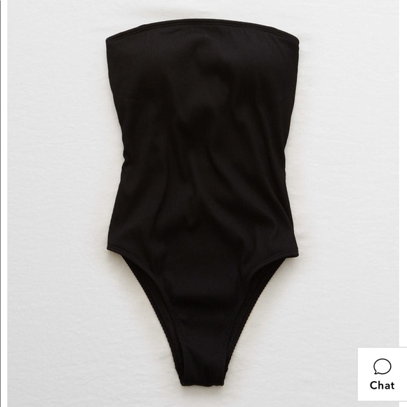 aerie ribbed bandeau one piece swimsuit